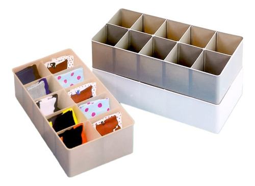 Caja Organizadora Divisiones Ajustable Plastica Color Gris Liso