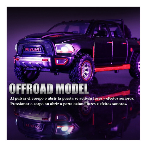 Dodge Ram Trx Miniatura Metal Coche Con Luces Y Sonido 1:32