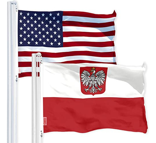 Bandera Combinada De Ee. Uu. Y Polonia 3x5 Ft Impresa P...