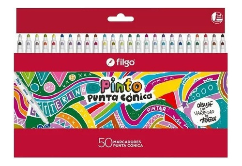 Marcadores Punta Conica Filgo X50 Colores 