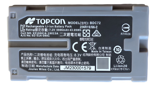 Batería Para Estación Total Topcon Bdc72