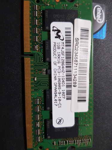 Memoria Ram Crucial 1gb Ddr3 1333mhz Sodimm Netbook/notebook