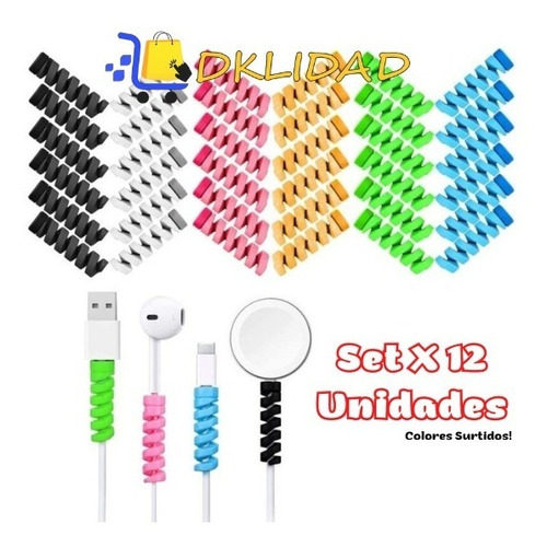 Protector De Silicona Para Cable Usb iPhone X 12unds