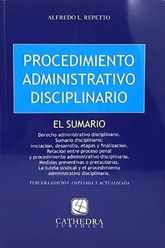 Libro Procedimiento Administrativo Disciplinario. Sumario. 