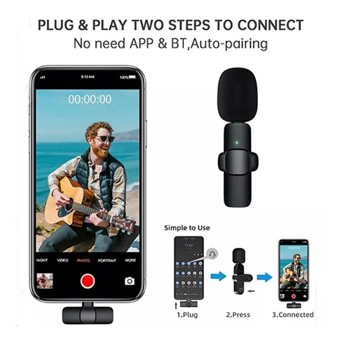 2 Micrófonos Lavalier Solapa Inalámbrico Compatible iPhone