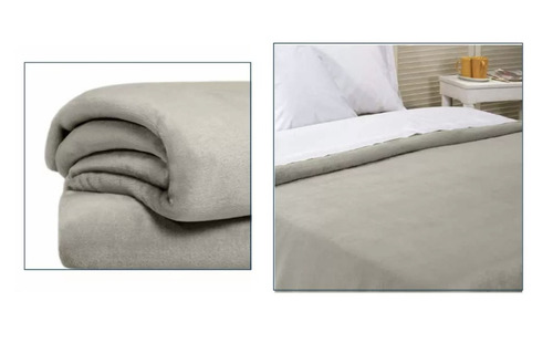 Imagen 2 de 2 de Danubio Frazada Flannel - Dove - Liso - Queen - 2.46 m - 2.2 m