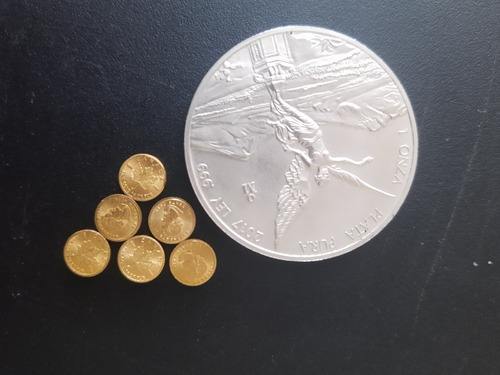 Imagen 1 de 5 de 6 Monedas De 1g Oro 24k Y Onza De Plata De Regalo