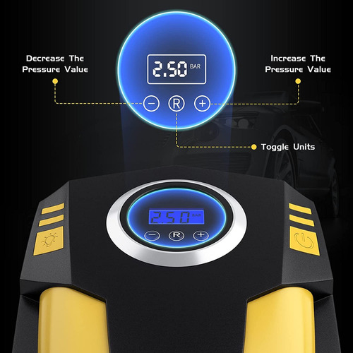 Glowlin Compresor Inflador De Llanta Para Auto Goxawee Lcd