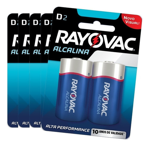 Kit Com 10 Pilha Alcalina Grande Rayovac D - - Lacrada