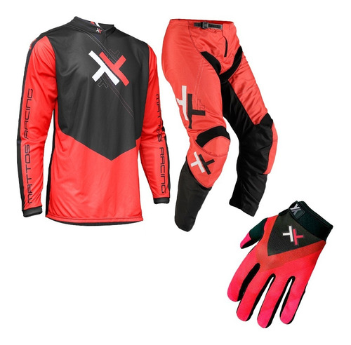 Conjunto Mattos Racing Atomic Vermelho + Luva Vermelha