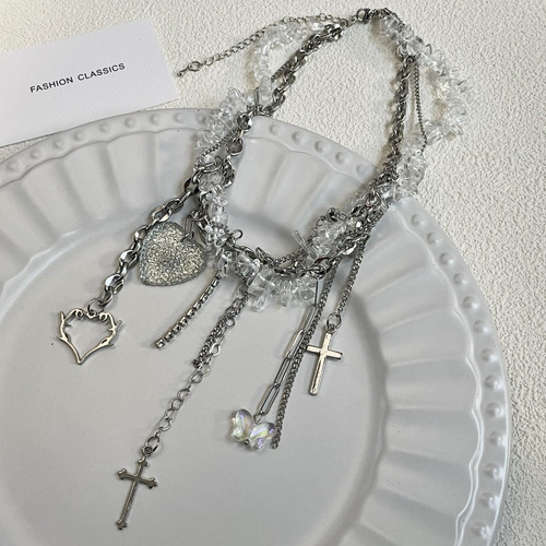 Cadena De Clavícula Con Colgante En Forma De Corazón Y .