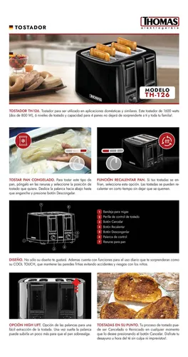 Tostador Thomas Th-126 4 Panes Color Negro