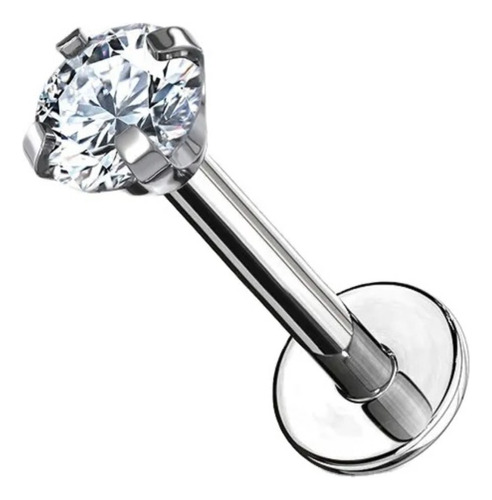 Piercing Labret Rosca Interna Strass Zircon Acero Premium