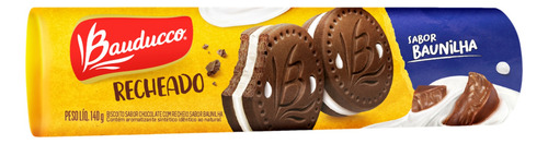 Biscoito Recheado Bauducco Baunilha 140g - Caixa 56 Unidades