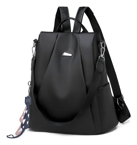 Mochila De Moda Impermeable Antirrobo Color Negro Diseño De La Tela Oxford