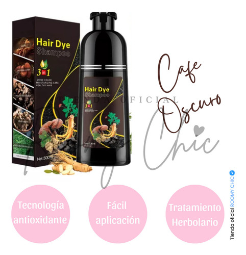 Shampoo Tinte Instantaneo Cafe 500ml Natural Cubre Canas