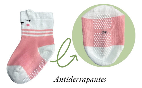 4 Pares Calcetas Antiderrapantes Ligeras Para Bebé, Algodón Surtido 6-12 M