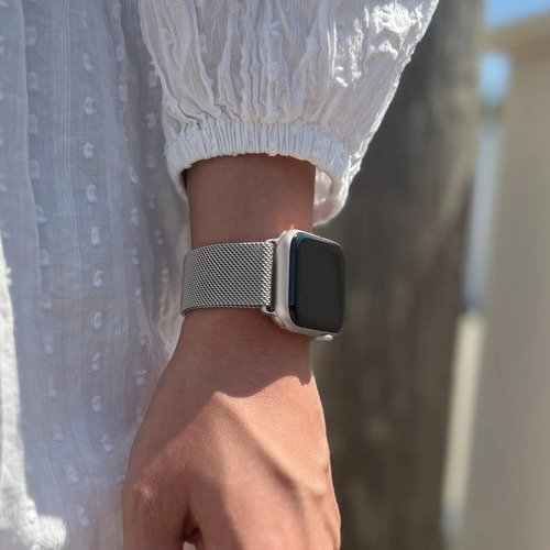 Extensible Correa Acero Inoxidable Milanese Para Apple Watch Plateado 42/44/45/49mm