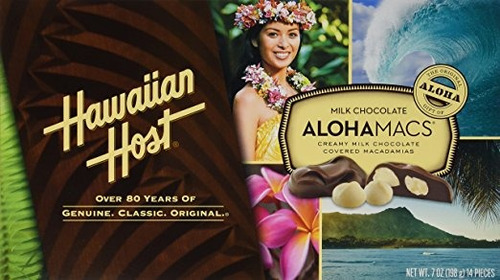 Hawaiian Aloha Anfitrión Macs Milk Chocolate Macadamia (cuad