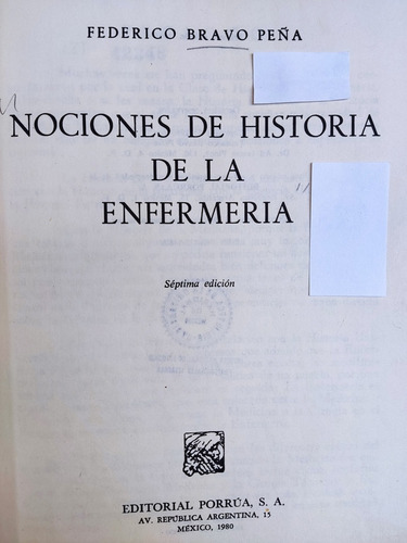 Libro Nociones De Historia De La Enfermería F. Bravo 173n8