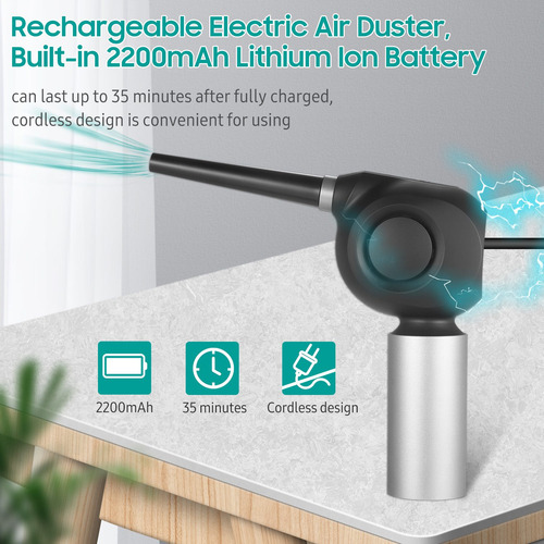 Imagen 5 de 6 de Plumero De Aire Eléctrico Inalámbrico 36000rpm 50w Recargabl