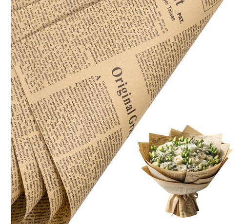 20 Hojas De Papel De Periódico For Envolver Flores