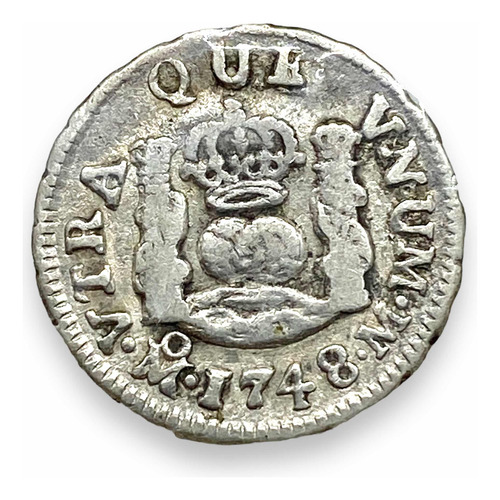 Wow Moneda De México Plata 1/2 Real Columnaria Del Año 1748 (Usado)