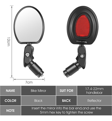 Espejo Retrovisor Giratorio Para Bicicleta Espejo Retrovisor