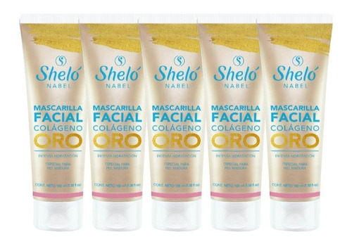 5 Pack Mascarilla Facial Colágeno Oro Shelo