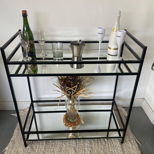 Imagen 3 de 5 de Mini Bar De Hierro Con Estante De Espejo
