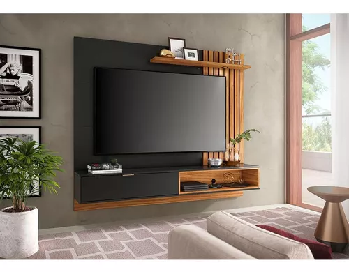 Mueble Tv Moderno Flotante Con Panel Lacado Ref: Mural22