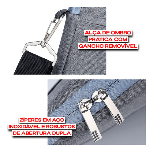 Capa Notebook 15.6 Polegadas Case Pasta Para Macbook Air Pro M1 M2 15 Maleta Executiva Masculina Feminina Para Laptop Lenovo Samsung Acer Impermeável Com Alça De Ombro Transversal Lebag Cor Preta