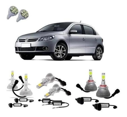 Kit Super Led Gol G5 Farol Alto, Baixo E Milha + Led 6000k