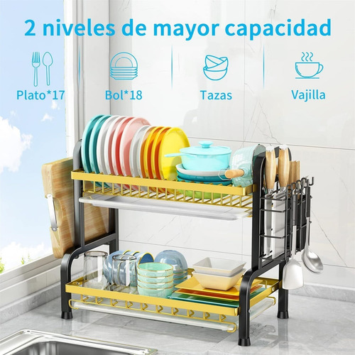 2 Niveles Escurridor De Trastes Acero Inoxidable, Escurridor