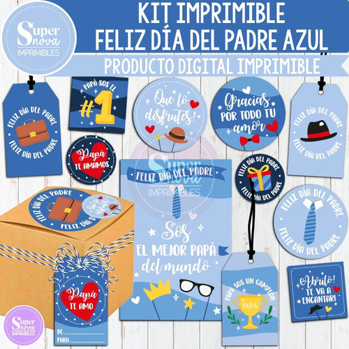 Kit Imprimible Feliz Día Del Padre Tags Etiquetas Tarjetas A