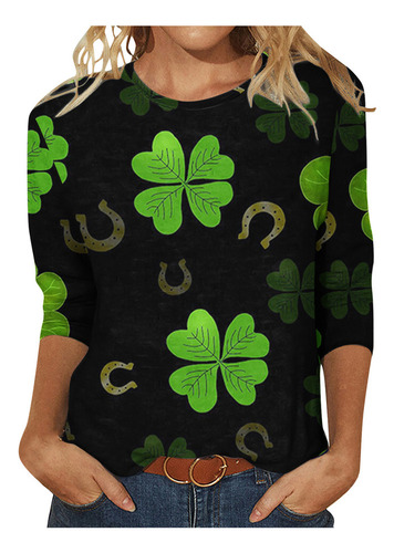 Camiseta Holgada Estampada Del Día De San Patricio For Muje