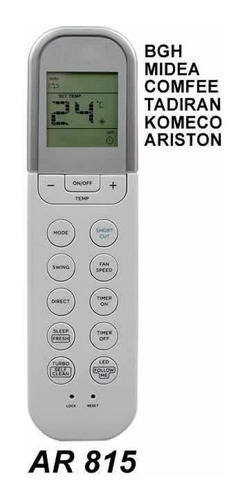 Imagen 3 de 3 de Control Remoto Aire Acondicionado Para Bgh, Whirlpool, Otras