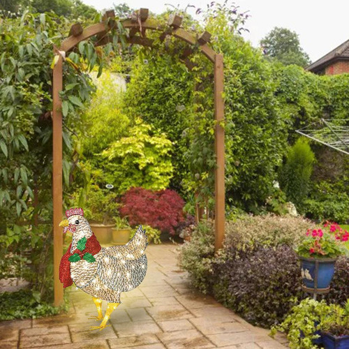 Pollo Iluminado Con Bufanda Adornos Navideños Estatuas De