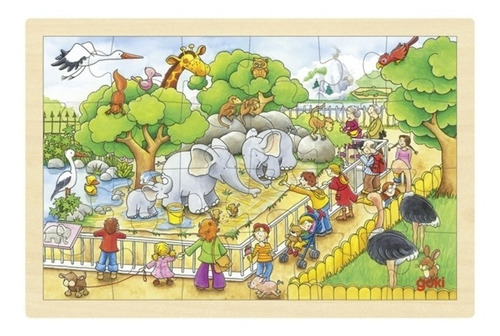 Puzzle  Para Niños- Puzzle 24 Piezas Zoo De Madera