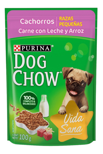 Imagen 1 de 1 de Sobre Dog Chow Cachorro Raza Pequeña Carne Y Leche 100gr