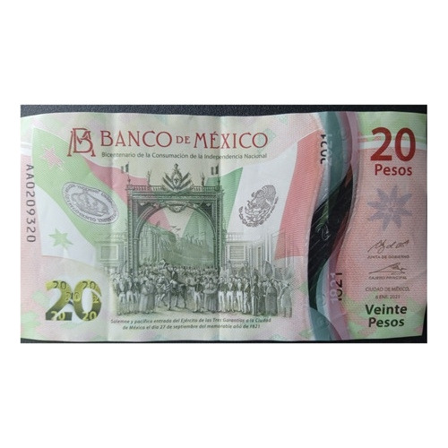 Billete De 20 Pesos Mexicanos  Serie A A0209