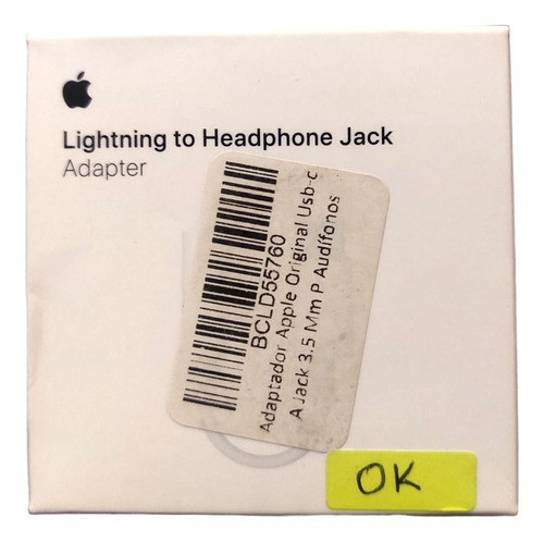 Adaptador Apple Lightning A 3,5 P Audifonos Empaque Dañado