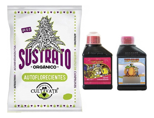 Sustrato Cultivate Auto 25lts Con Top Crop Bloom Bud 250ml