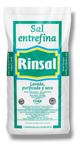 Sal Entrefina Celusal Lavada Purificada Y Seca Bolsa X25kg