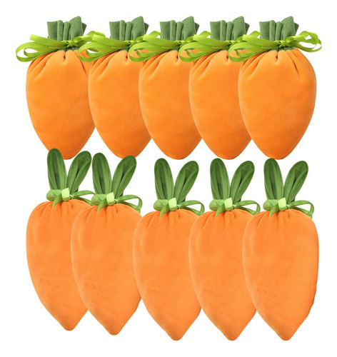 Zanahoria Cordón Terciopelo Bolsas De Regalo Pascua 10pcs