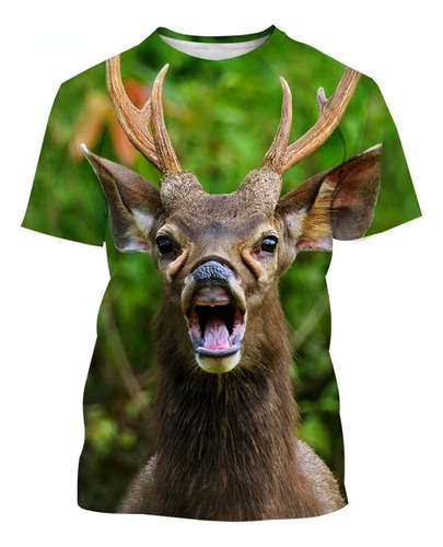 Camiseta Con Estampado 3d De Ciervos Y Animales De Caza