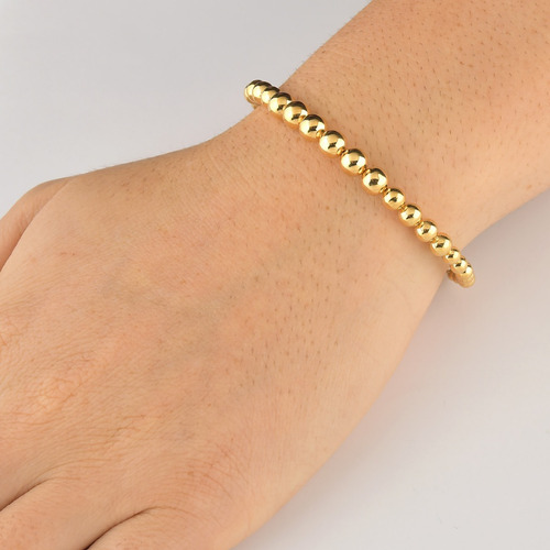 Pulseira Feminina Aqua Jóias Com Bolinhas Em Ouro 18k 9.28g