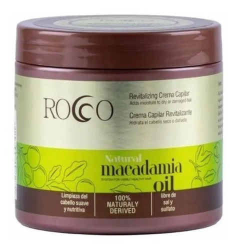 Crema Capilar Macadamia Oil Rocco 500ml Repara-nutre-hidrata