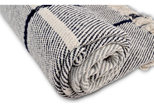 Manta Cuadrado Sillon Algodón Pie Cama 1,25 X 1,50 Dc Textil Negro Linea