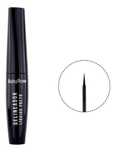 Delineador Líquido Negro Punta Fina Ruby Rose Waterproof